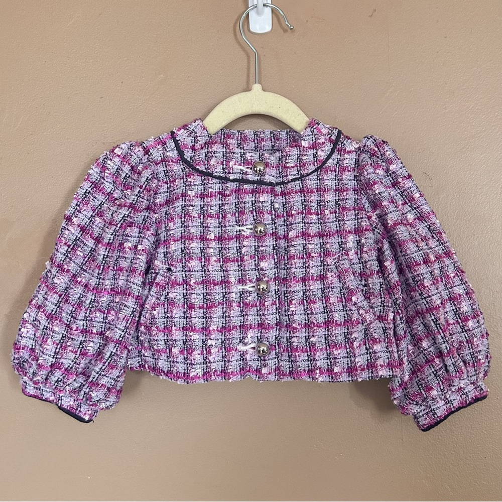 Janie‎ and Jack Baby Girl Tweed Jacket Blazer 12–18 Months Pink Plaid